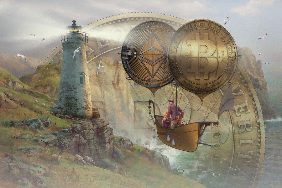 Bitcoin Deco II Painting by Steve Hunziker