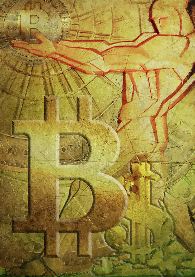 Bitcoin Deco IX Painting by Steve Hunziker