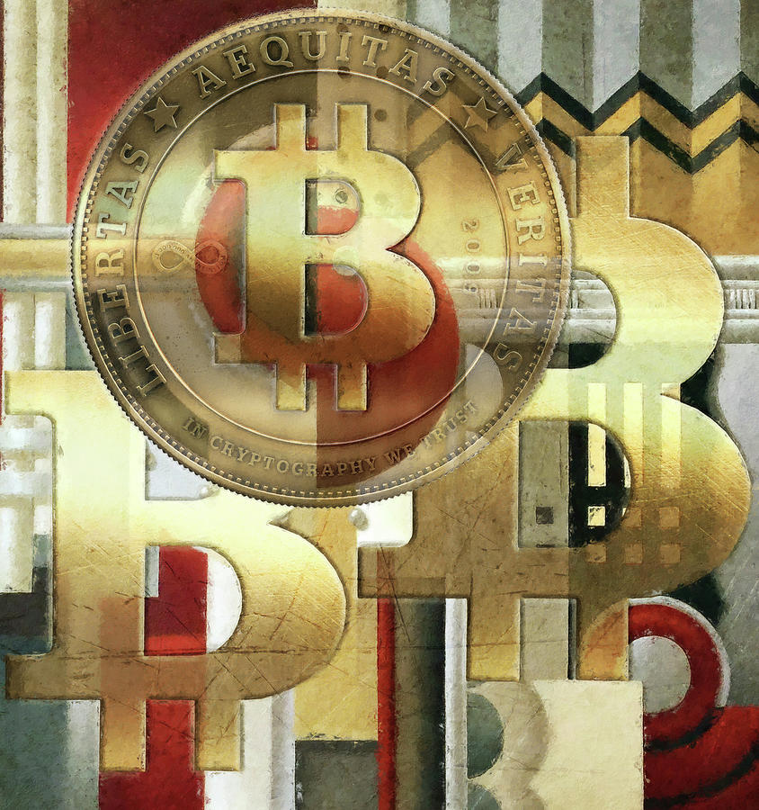 Bitcoin Deco VII Painting by Steve Hunziker