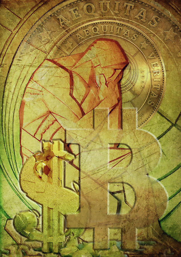 Bitcoin Deco VIII Painting by Steve Hunziker