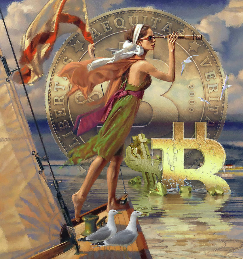 Bitcoin Deco X Painting by Steve Hunziker