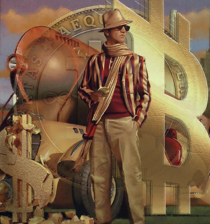Bitcoin Deco XI Painting by Steve Hunziker