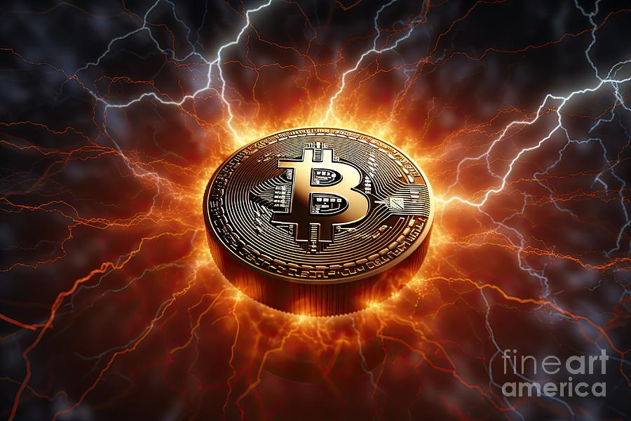 Bitcoin Lightning Network Digital Art by Benny Marty