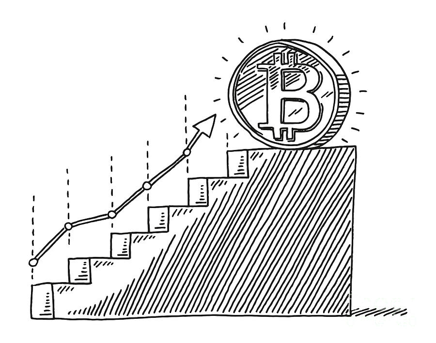 Bitcoin Revenue Graph Drawing Drawing by Frank Ramspott | Pixels