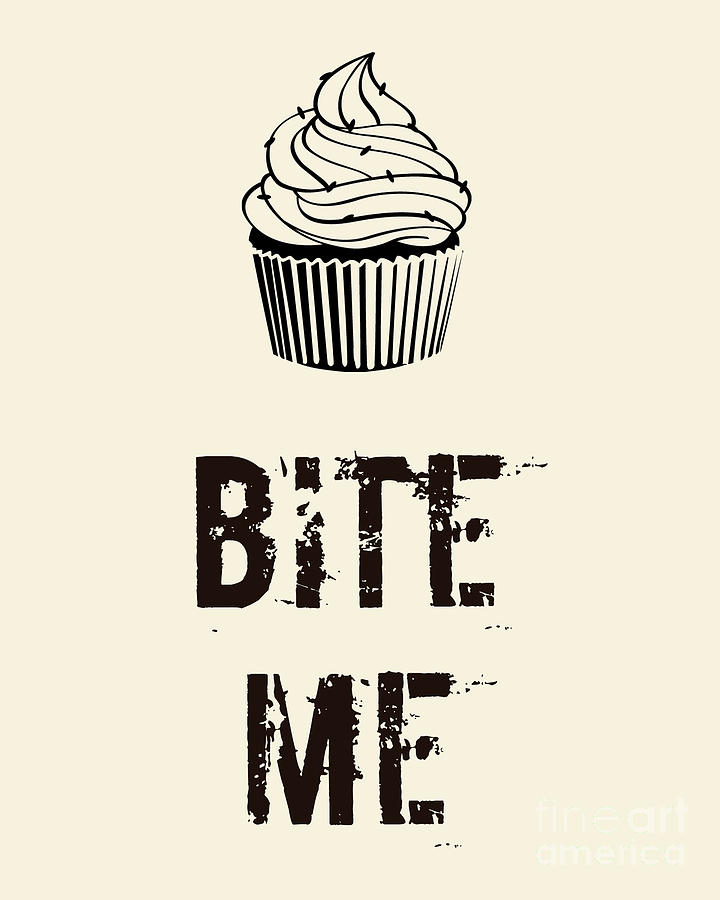 Cake Digital Art - Bite Me Cupcake by Madame Memento