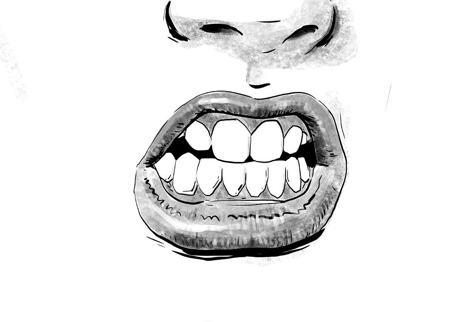 Teeth Drawing - Bite Me by Giuseppe Cristiano