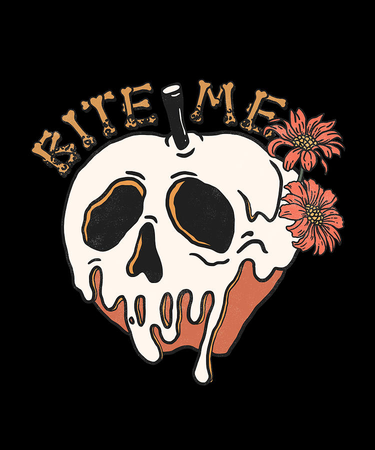 Bite me scary melting skull with flowers Digital Art by Licensed art ...