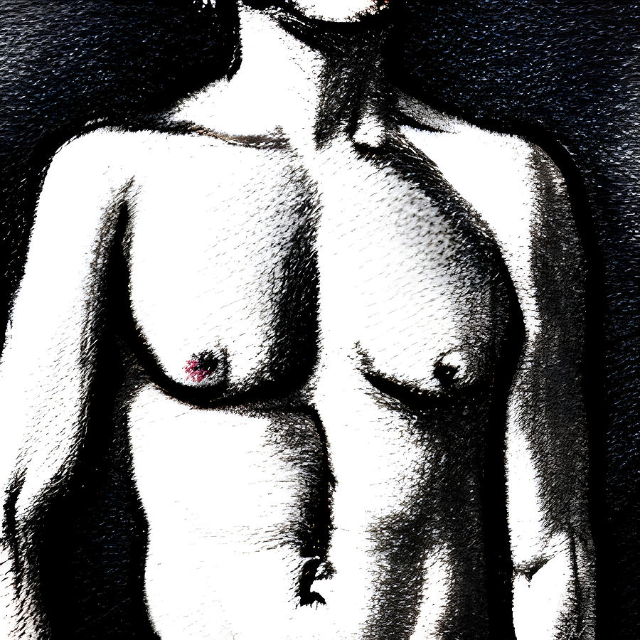 Bitten nipple Drawing by Homoerotic Art