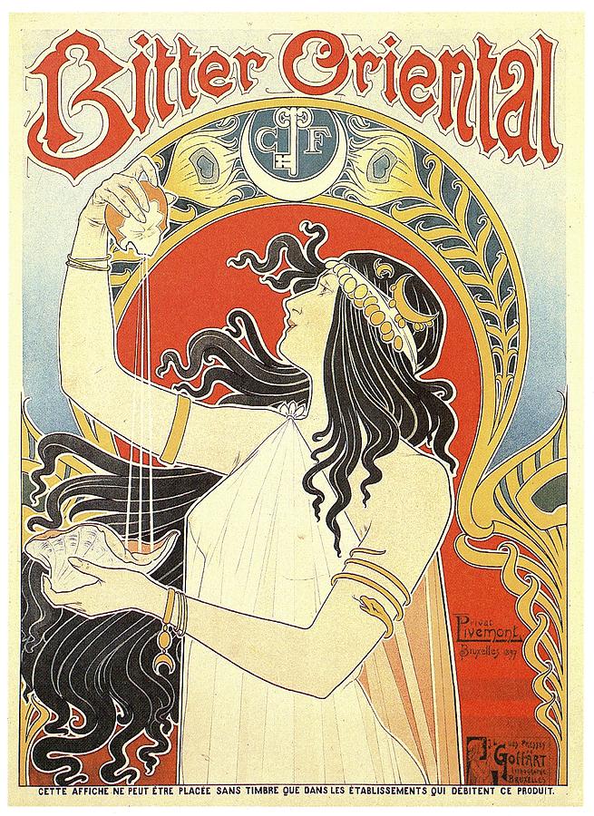 Bitter Oriental - Art Nouveau - Vintage Advertising Poster -  Henri Privat Livemont Digital Art