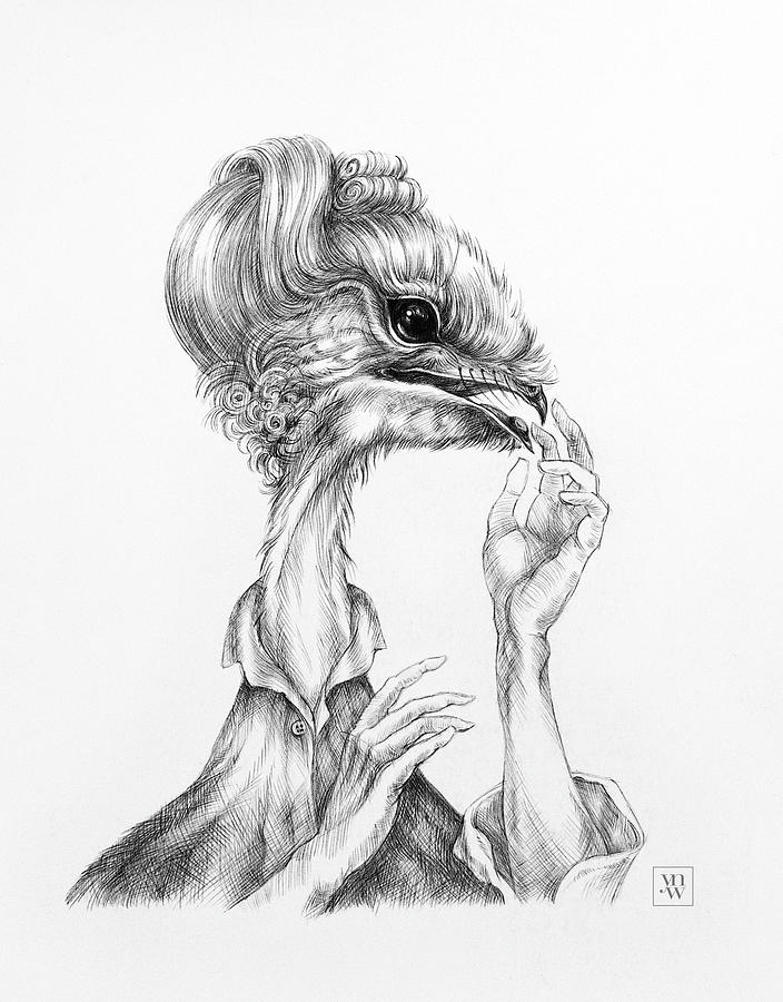 Surrealism Drawing - Bitter Taste of Almonds by Yvonne Wright