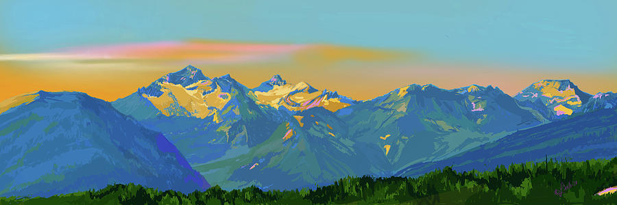 Bitterrooot Alpenglow Painting by Pam Little