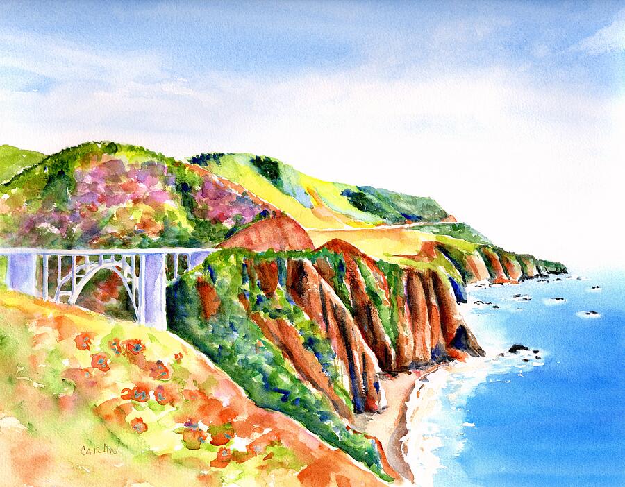 Bixby Bridge Big Sur California 4 Painting by Carlin Blahnik CarlinArtWatercolor