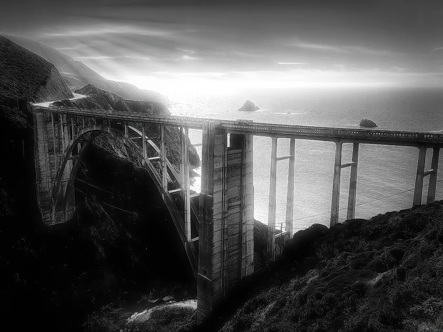 Bixby Bridge Big Sur In Bw Photograph