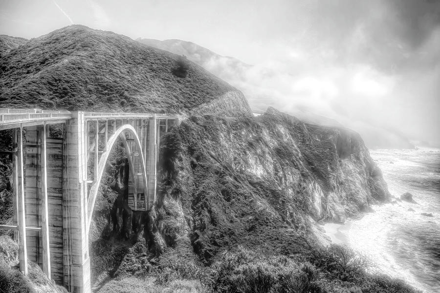 Bixby Bridge - black and white Photograph by Donna Kennedy