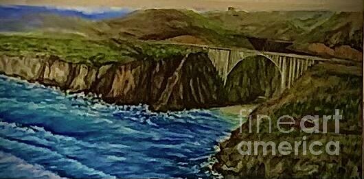 Bixby Bridge Right Side View Painting by Michael Silbaugh