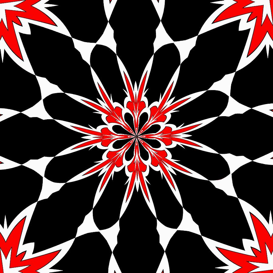 Bizarre Geometric Red Black and White Pattern Digital Art by Taiche Acrylic Art