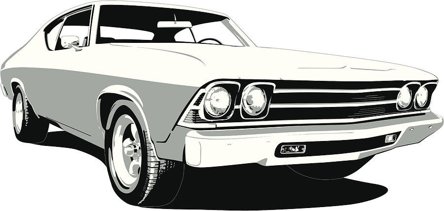 Black & White 1969 Chevelle SS Drawing by Schlol