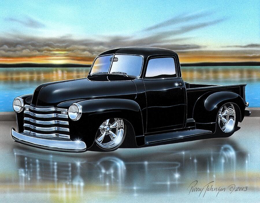 Black 49 Chevy 3100 Pickup Painting by Parry Johnson