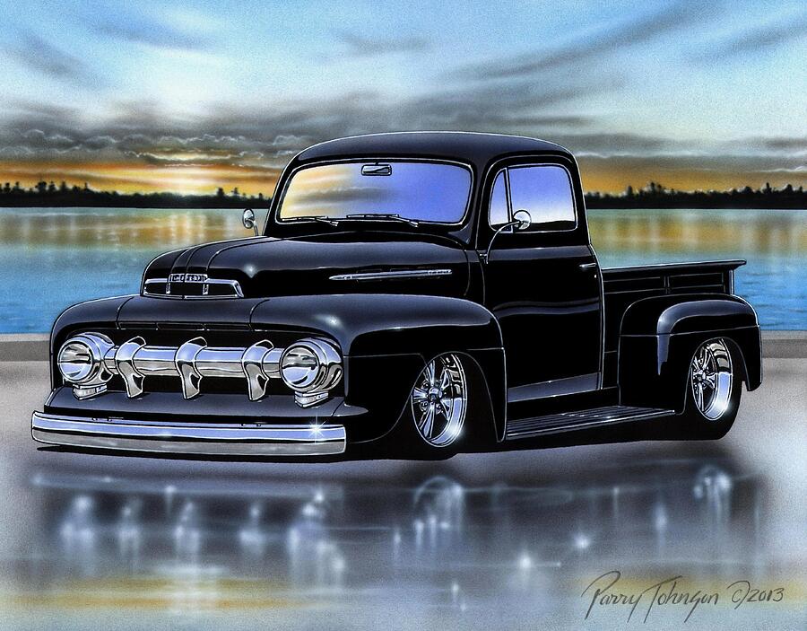 Black 51 Ford F1 Pickup Painting by Parry Johnson - Fine Art America