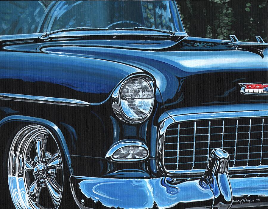 Black 1955 Chevy Bel Air Front End Painting by Parry Johnson - Fine Art ...