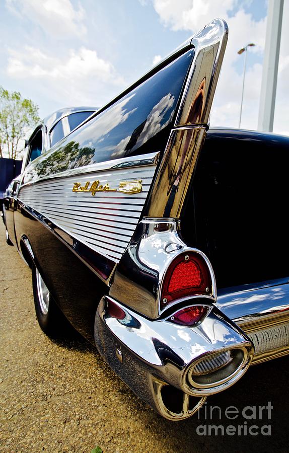 Summer Photograph - Black 57 Chevy Bel Air by Linda Bianic
