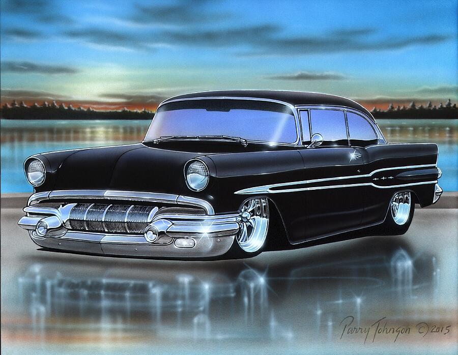 Black 1957 Pontiac Chieftain Hardtop Painting by Parry Johnson - Fine ...