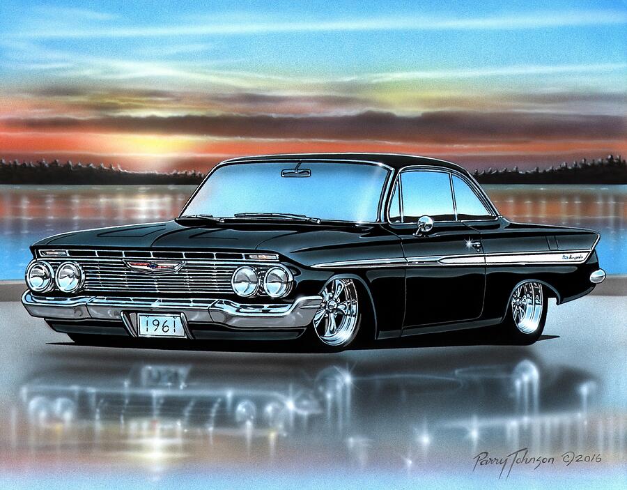Black 61 Impala Hardtop Painting by Parry Johnson - Fine Art America