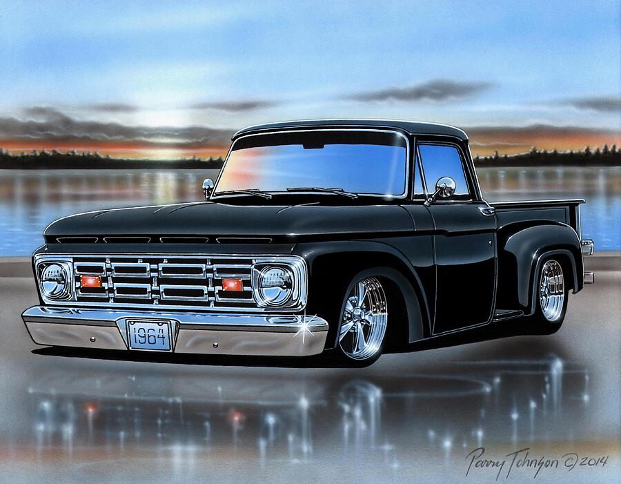 Black 1964 Ford F100 Flareside Painting by Parry Johnson - Fine Art America