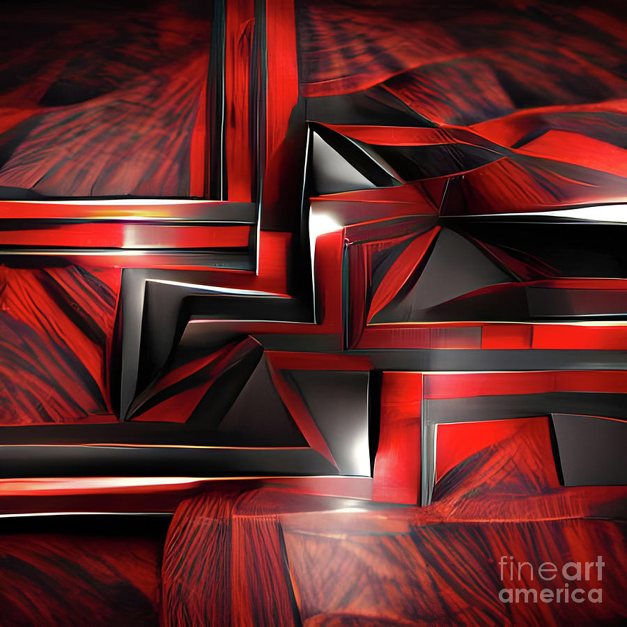 Black and 4 White and Red All Over 4 Digital Art by Tina Uihlein