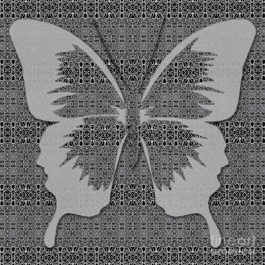 Black and  Aluminum Butterfly  Digital Art by Diego Taborda
