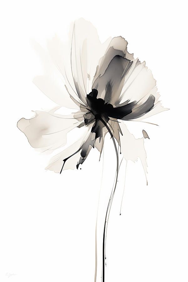 Black and Cream Flowers Art Painting by Lourry Legarde