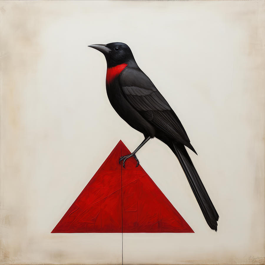 Cardinal Painting - Black and Crimson by Lourry Legarde