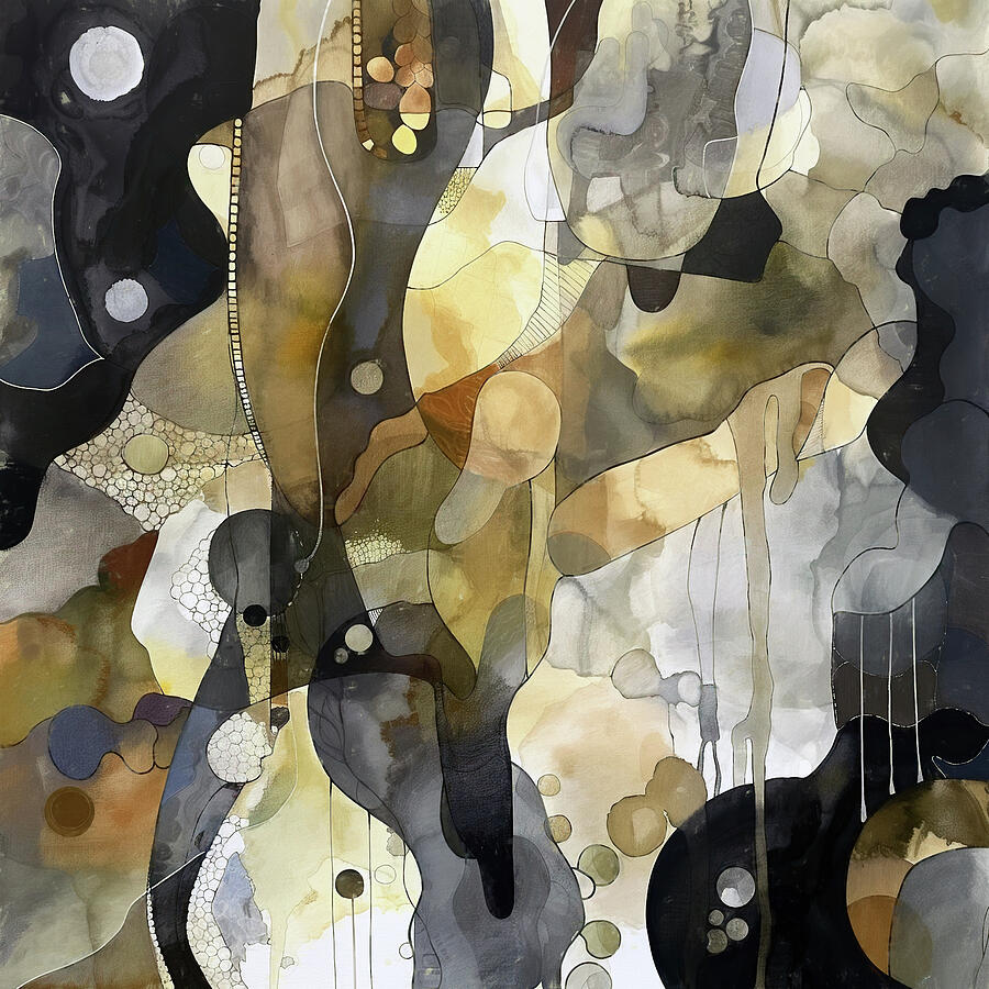 Abstract Painting - Black and Gold Abstract by Lisa S Baker