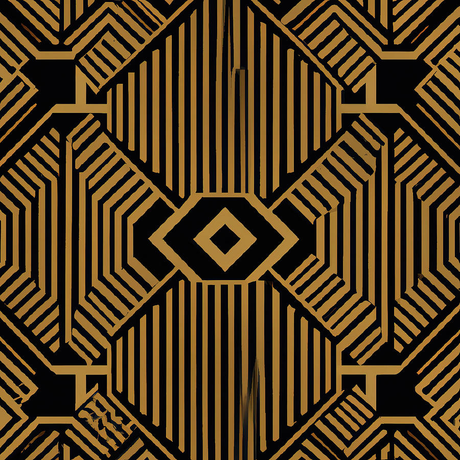 Black and Gold Art Deco Design Digital Art by Cathy Anderson - Fine Art ...