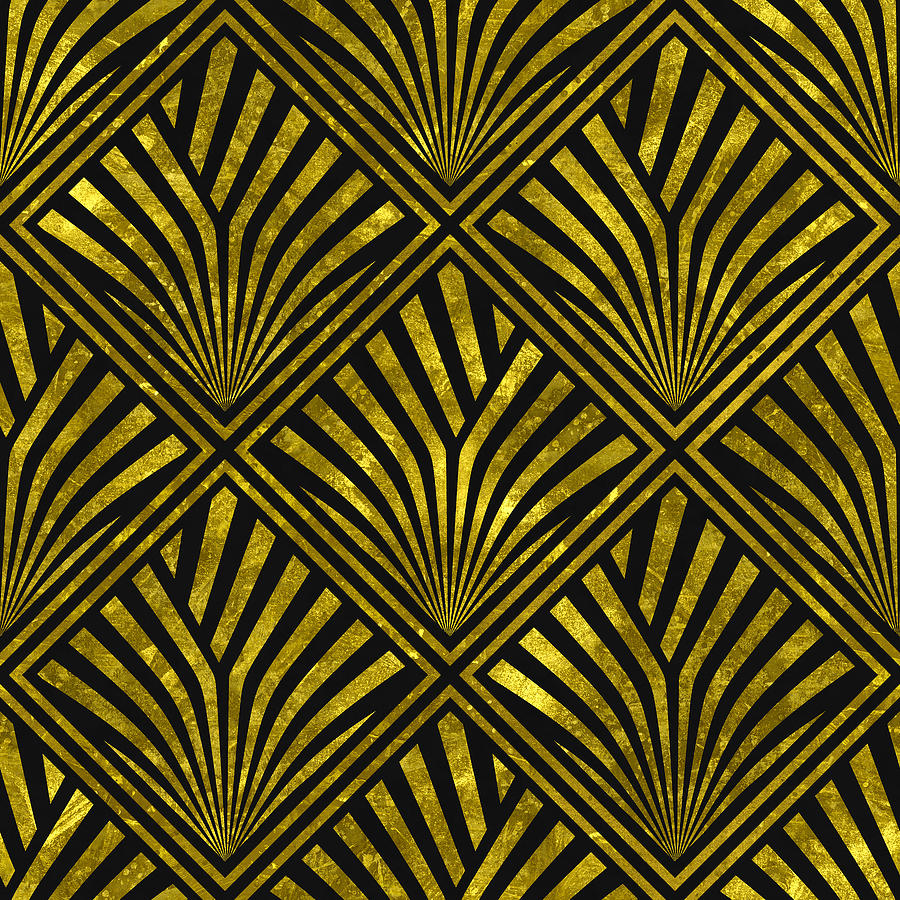 Black and gold geometric pattern Mixed Media by Julien - Fine Art America