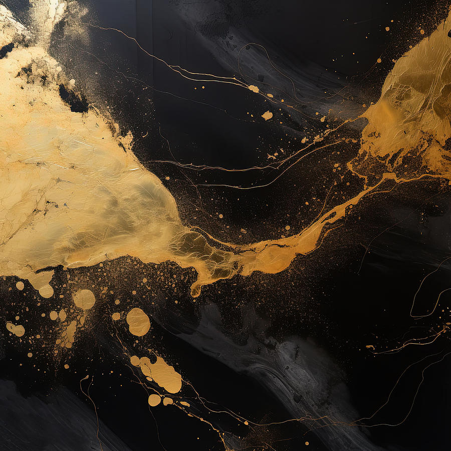 Black and Gold Harmony Painting by Lourry Legarde