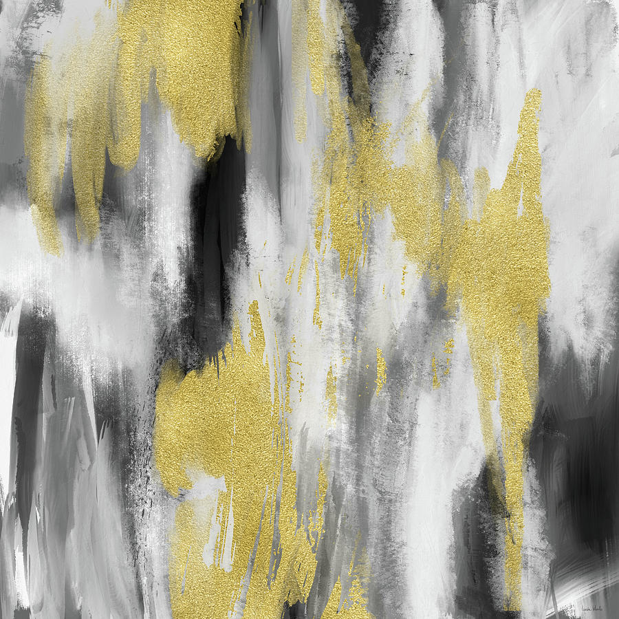 Abstract Mixed Media - Black and Gold Mood- Art by Linda Woods by Linda Woods