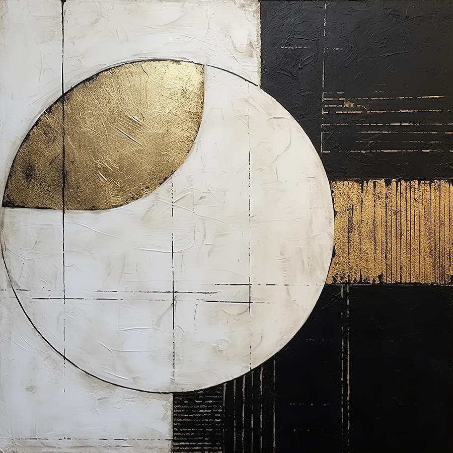 Black and Gold Organic Circles Painting by Lourry Legarde