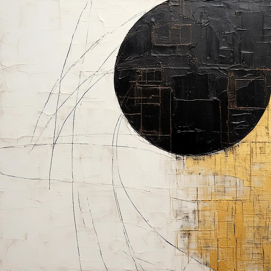 Black and Gold Organic Forms Painting by Lourry Legarde