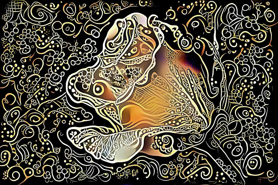 Black and Gold Rose Scrolls Digital Art by Gaby Ethington
