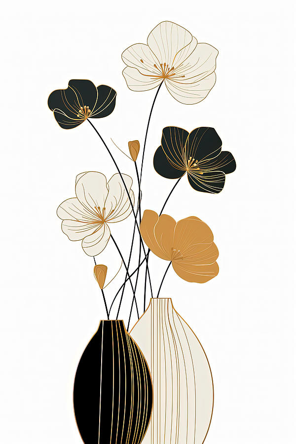 Black and Gold Still Life Art Painting by Lourry Legarde