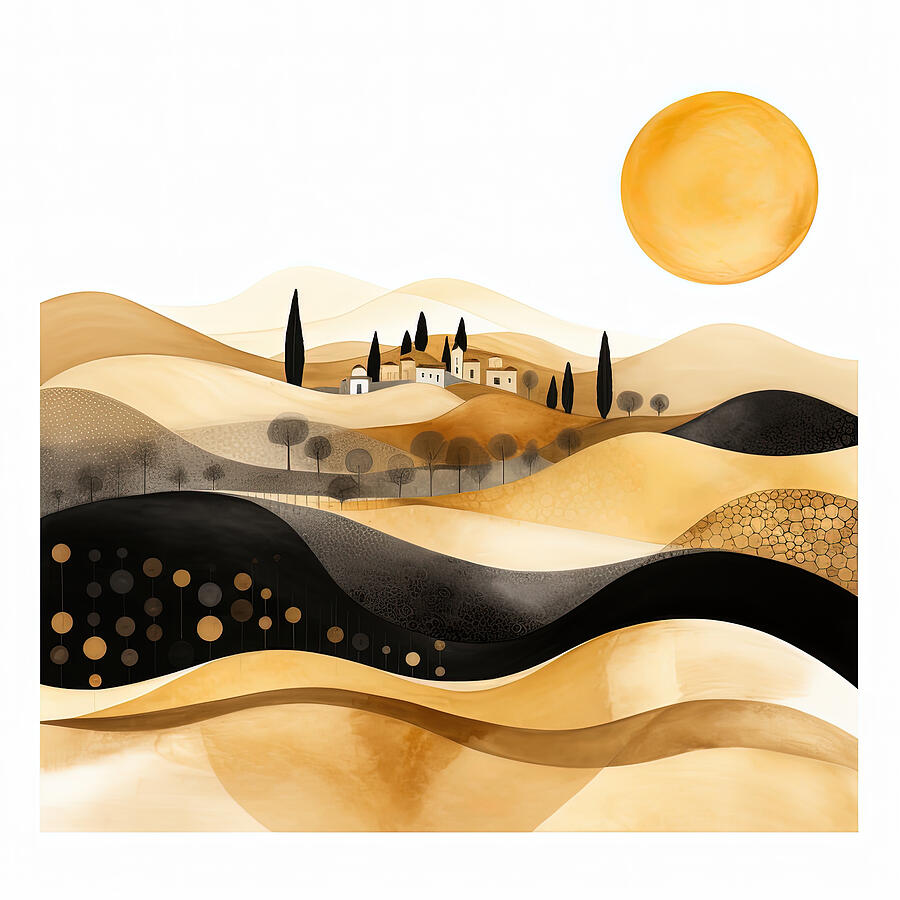 Black and Gold Tuscan Art Painting by Lourry Legarde