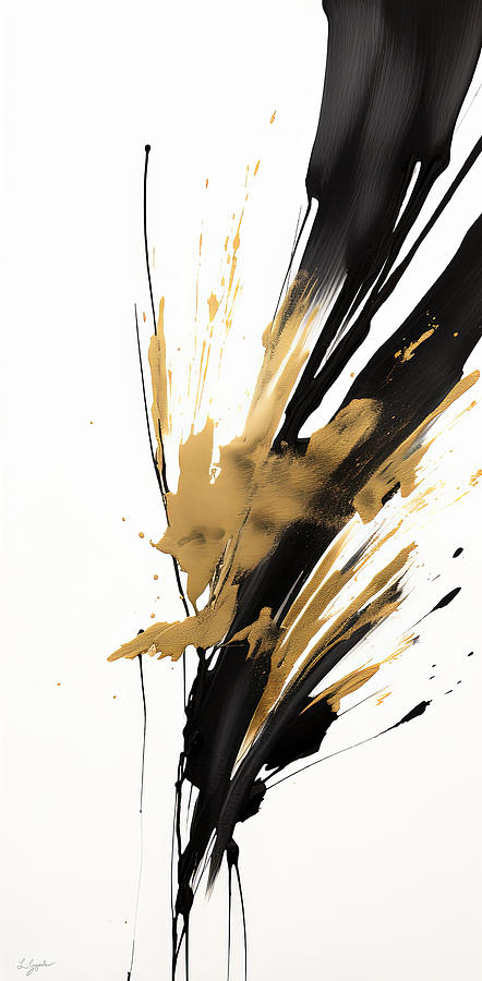 Black and Gold Wabi Sabi Painting Painting by Lourry Legarde