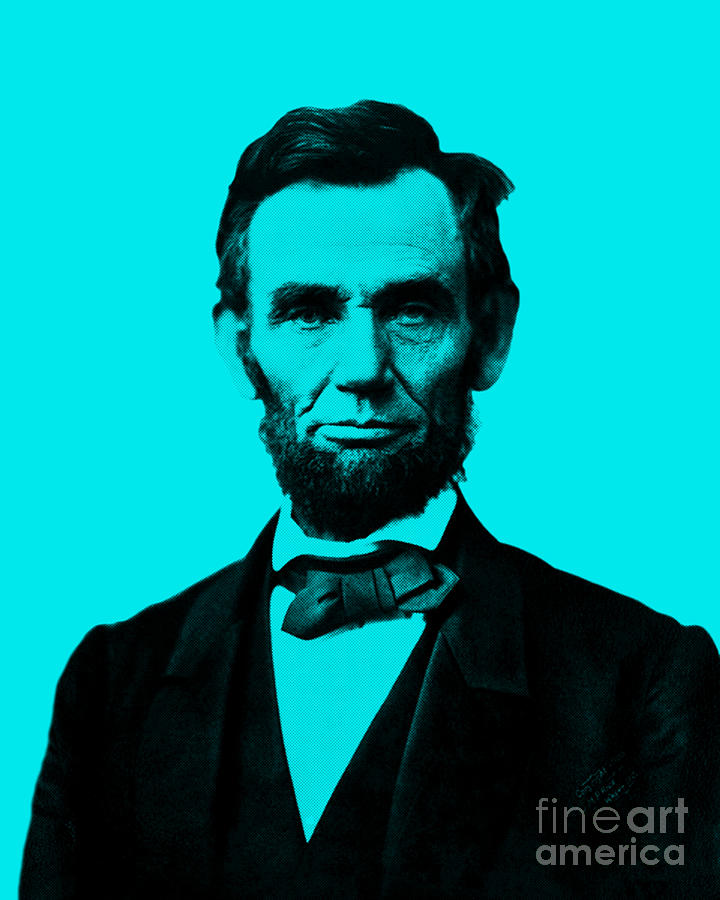 Abraham Lincoln Digital Art - black and neon blue Abraham Lincoln portrait by Madame Memento Abraham Lincoln Digital Art - black and neon blue Abraham Lincoln portrait by Madame Memento