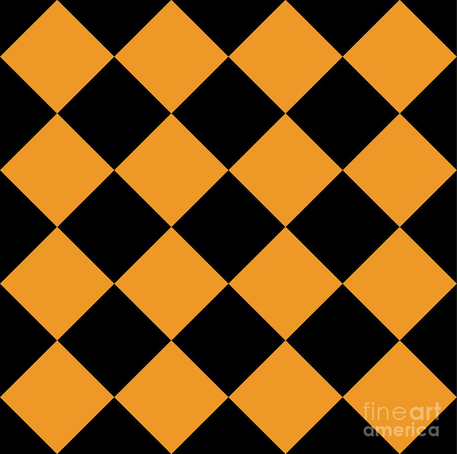 Black and Orange Diamond Pattern Digital Art by Colleen Cornelius