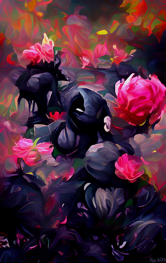 Black and Pink Roses Digital Art by Michelle Hoffmann