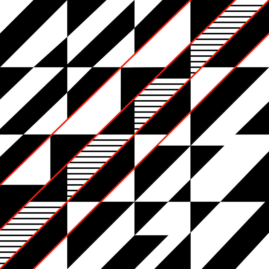 Black  and Red Optical Pattern Digital Art by Lynn Hansen
