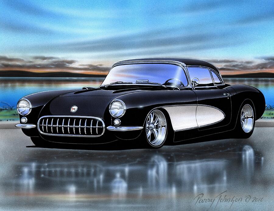 Black and White 1957 Corvette by Parry Johnson