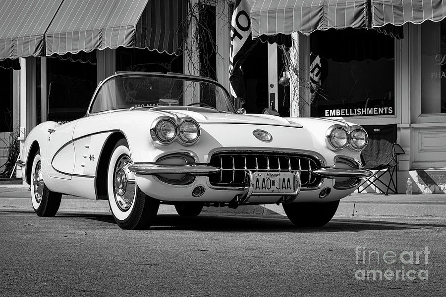 Black and White 60 Corvette Photograph by Dennis Hedberg