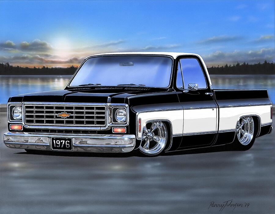 Black and White 76 Chevy C10 Fleetside Painting by Parry Johnson - Fine ...